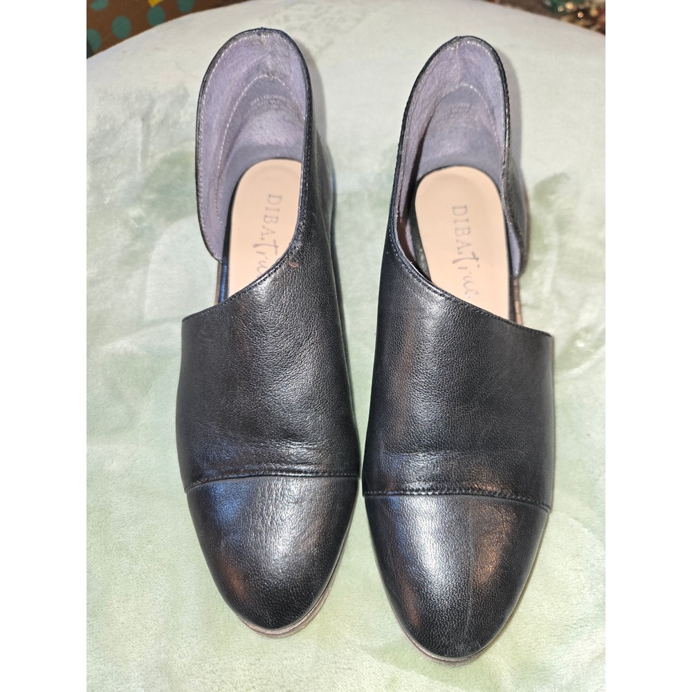 Diba True Black Leather Pointed Toe Asymmetrical Cutout D'Orsay Flats Size 9
